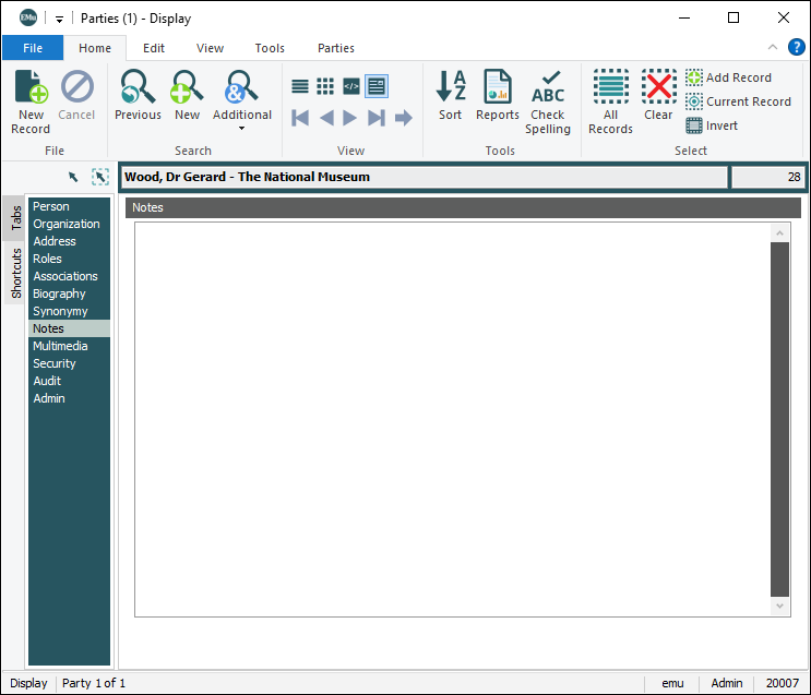 Click to enlarge Notes tab