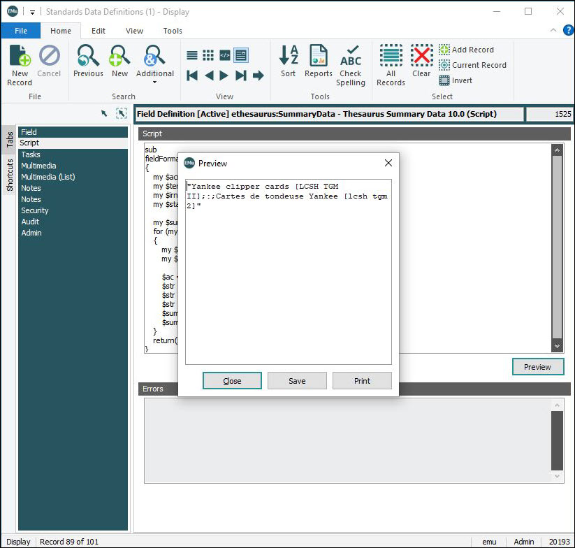 Click to enlarge Script preview