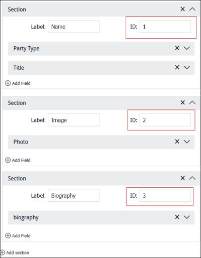 Section IDs