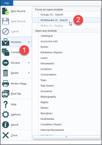 Focus an open module