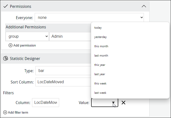 Date filter values