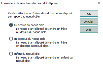Formulaire de sélection du nœud à placer