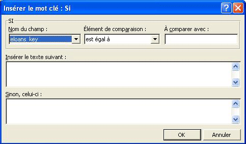 Insérer un mot clé : Si