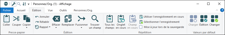 L’onglet Édition