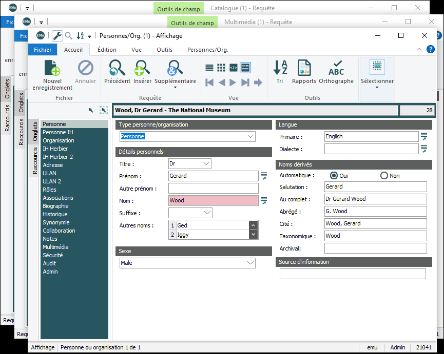 Cascade de tous les modules ouverts