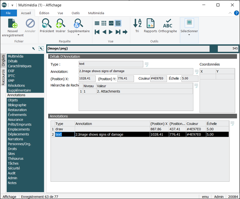 Cliquez pour agrandir L'onglet Annotations