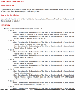 Finding Aid extract