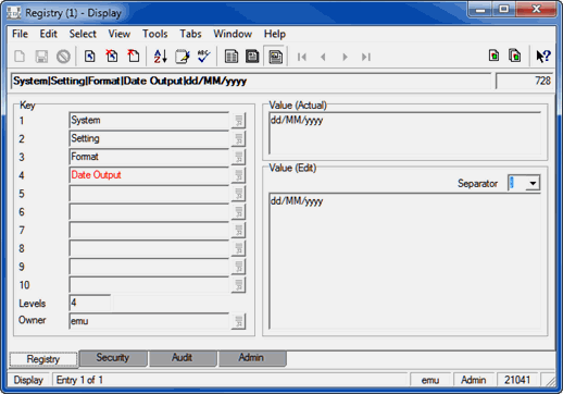 Registry Module entry