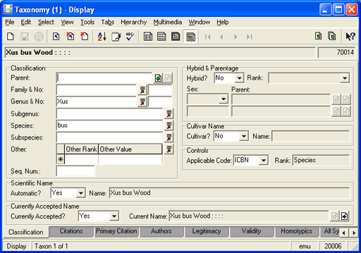 Classification tab
