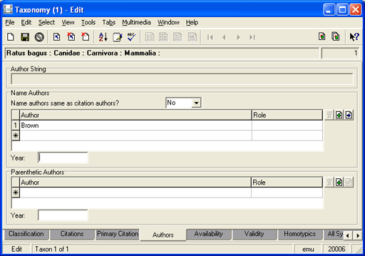Authors Tab