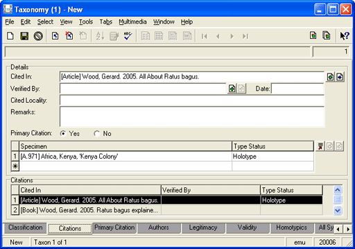 Citations tab