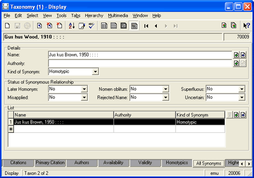 All Synonyms tab