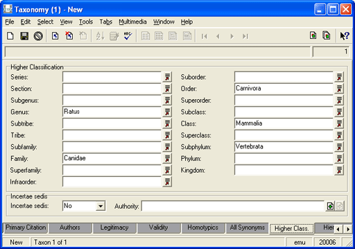 Higher Classification tab