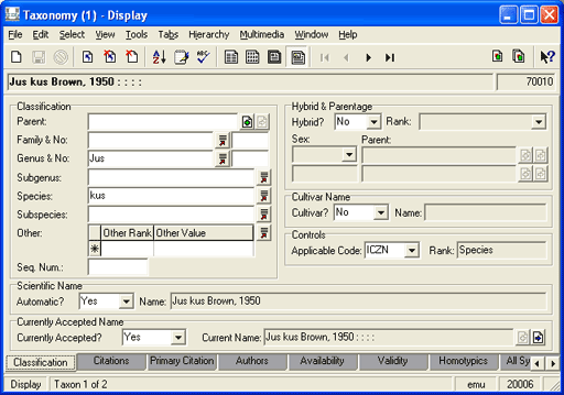 Classification tab