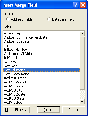 Insert Merge Field