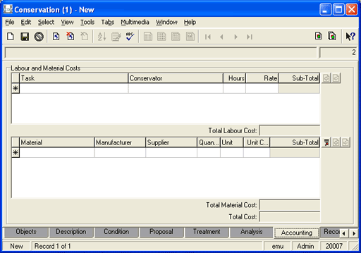 Accounting tab