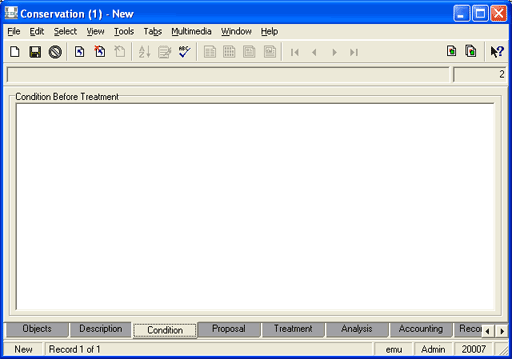 Condition tab