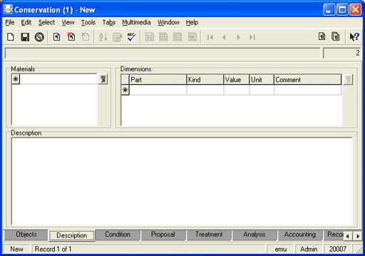 Description tab