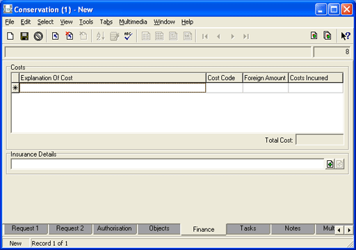 Finance tab