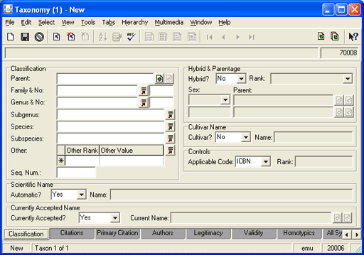 Classification tab