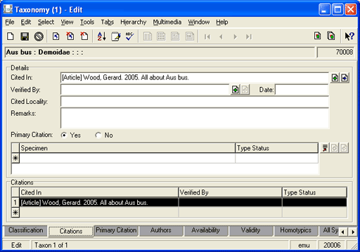 Citations tab