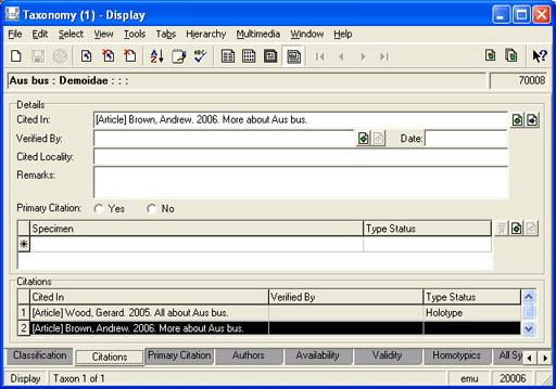 Citations tab