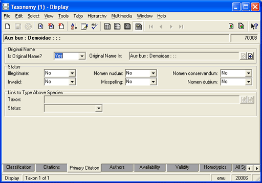 Primary Citation tab