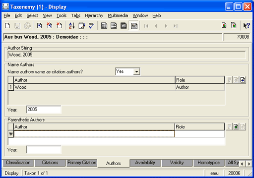 Authors tab