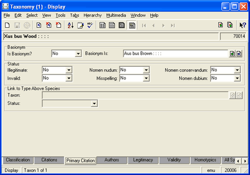 Primary Citation tab
