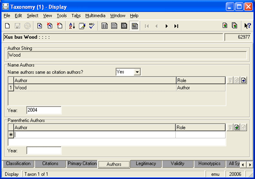 Authors tab