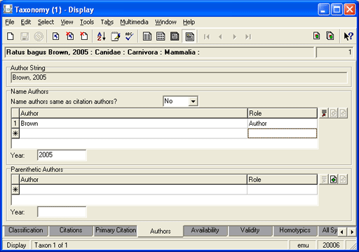 Authors tab