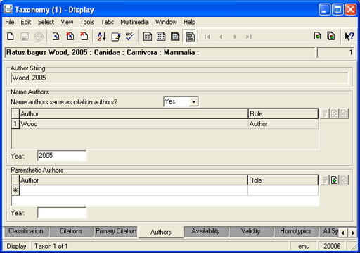 Authors tab