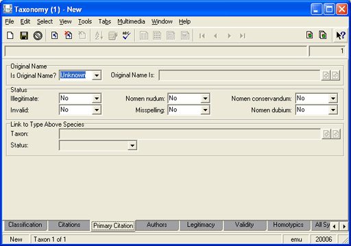 Primary Citation tab