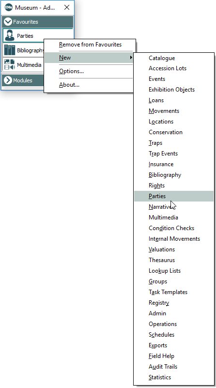 How to open and close modules