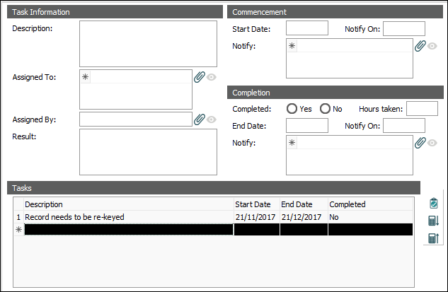 Associated field table