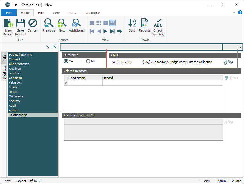 Click to enlarge Relationships tab
