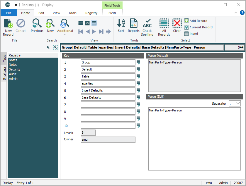 Click to enlarge Default value