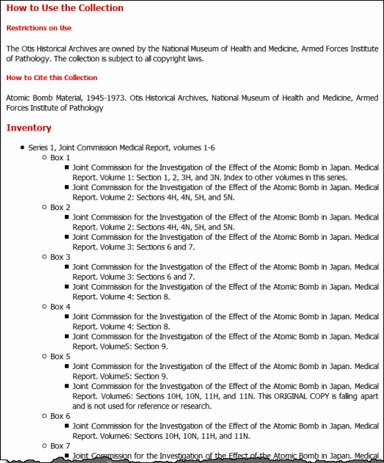 Finding Aid extract