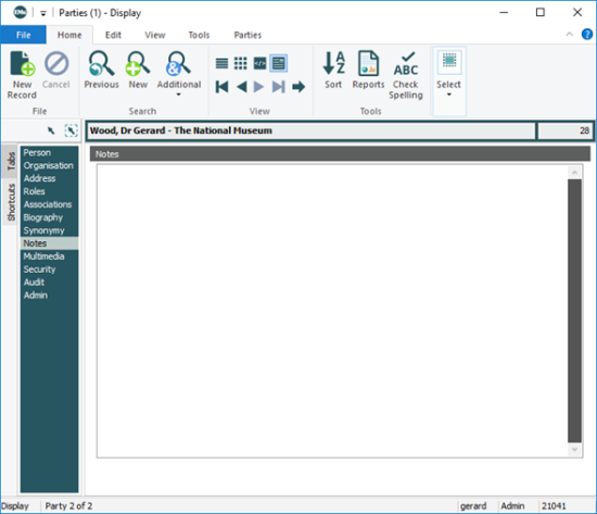 Notes tab