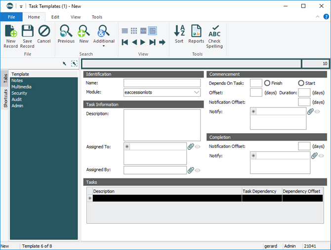 Task Templates module