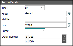 Person Details - a simple table