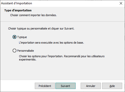 Type de importation