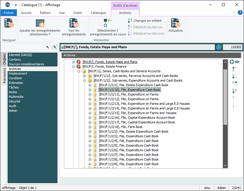 Cliquez pour agrandir L'onglet Archives