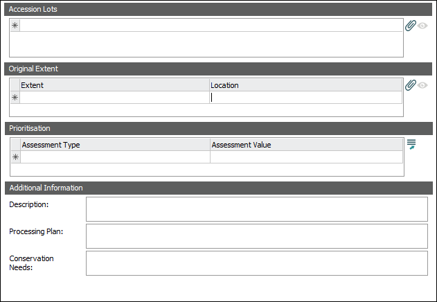Accession tab