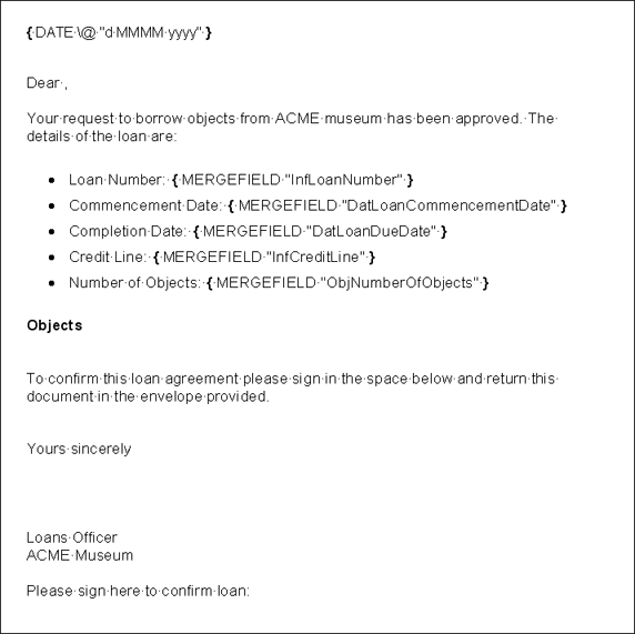 Example Field Codes