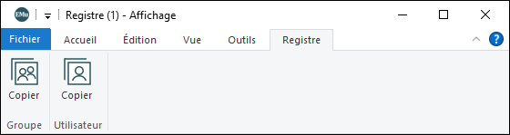 L'onglet Registre
