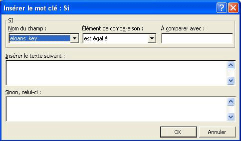 Insérer un mot clé : Si