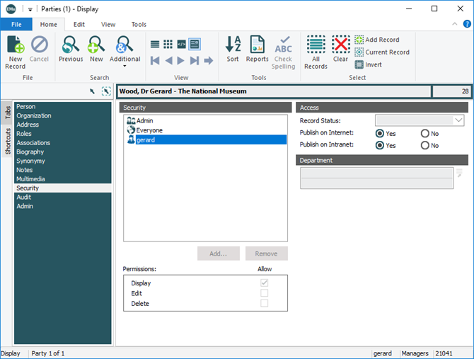 Click to enlarge Group permissions