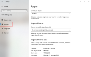 Windows Regional Settings