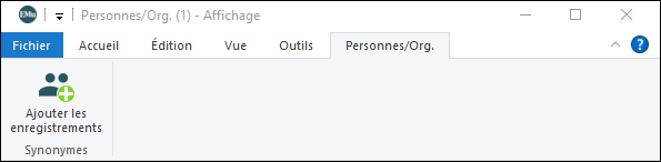 L’onglet Personnes/Org. du Ruban